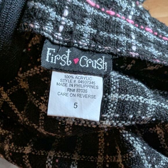 Vintage 90s Y2K First Crush Tweed Mini Skirt Office Siren Plaid Preppy Jrs 5 - Picture 8 of 9